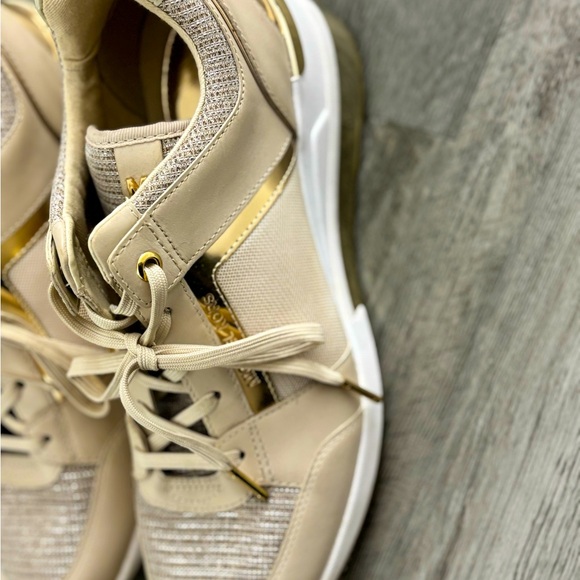 Michael Kors Cream and Gold Sneakers with Elegant Design - Picture 1 of 3